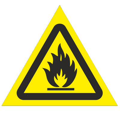 Знак - Пожароопасно. Легковоспламеняющиеся вещества W01